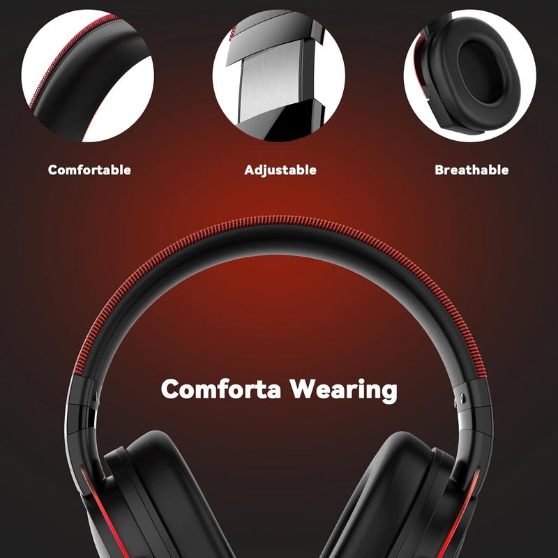 IMYB A88 Gaming Headset with Microphone for Pc, Xbox One Series X/s, Ps4, Ps5, Switch, Stereo Wired Noise Cancelling Over-Ear Headphones with Mic, for Computer, Laptop, Mac, Nintendo (Black Red) - Image 4